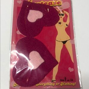 New Heart Pasties Adhesive Nipple Covers - Pink Burgundy
